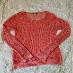 Mudd Women's Coral Orange Crewneck Sweater Size: Large
